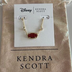 Kendra Scott Gold Necklace with Red Druzy and Clear Accents